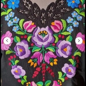 Brand new Hungarian hand embroidered blouse in Kalocsa style